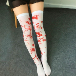 Tradineur - Pantis blancos con sangre, 90% poliéster y 10% licra, complemento para disfraz de enfermera, asesina, carnaval, Hall