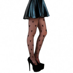 Tradineur - Pantis con cruces, negro, 90% poliéster y 10% licra, complemento para disfraz de monja sexy, carnaval, Halloween, co