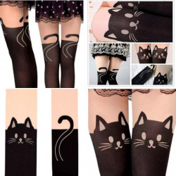 Tradineur - Pantis de gato negro, 90% poliéster y 10% licra, complemento para disfraz de gatita sexy, carnaval, Halloween, cospl