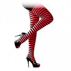 Tradineur - Pantis con rayas negras y rojas, 90% poliéster y 10% licra, complemento para disfraces, carnaval, Halloween, cosplay