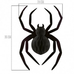 Tradineur - Pack de 2 Arañas de Papel para Halloween - Adorno de Papel - Decoración para Halloween - 24 x 35 cm - Color Negro