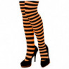 Tradineur - Pantis con rayas negras y naranjas, 90% poliéster y 10% licra, complemento para disfraces, carnaval, Halloween, cosp