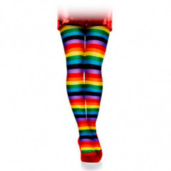 Tradineur - Pantis con rayas arco iris, 90% poliéster y 10% licra, complemento para disfraces, carnaval, Halloween, cosplay, fie