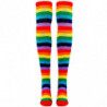 Tradineur - Pantis con rayas arco iris, 90% poliéster y 10% licra, complemento para disfraces, carnaval, Halloween, cosplay, fie