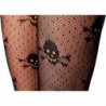 Tradineur - Pantis de red con calaveras, negro, 90% poliéster y 10% licra, complemento para disfraz de pirata, carnaval, Hallowe