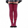 Tradineur - Medias con rayas negras y fucsia, 90% poliéster + 10% licra, complemento para disfraces, carnaval, Halloween, cospla