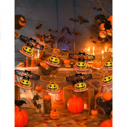Tradineur - Pack de 2 Guirnaldas de Calabazas para Halloween - Longitud de 2 Metros - Decoración de temporada - Adornos para Hal