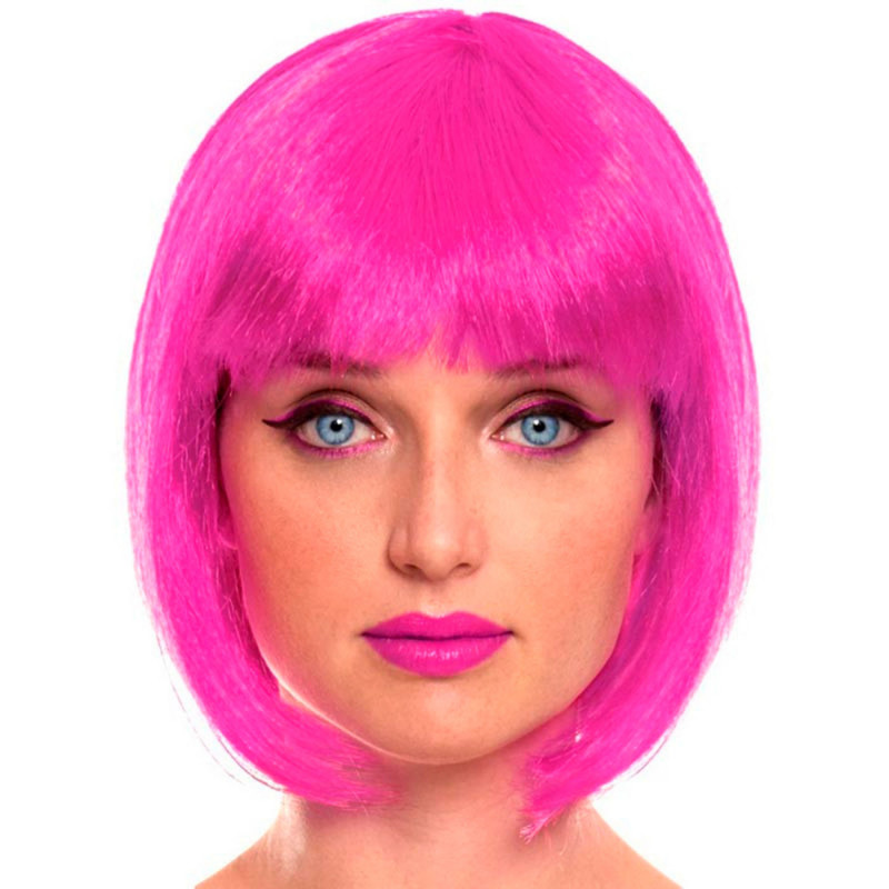 Tradineur - Peluca Bob fucsia para mujer, fibra sintética, complemento para disfraz de carnaval, Halloween, cosplay, fiestas (Ad Tradineur - Peluca Bob fucsia para mujer, fibra sintética, complemento para disfraz de carnaval, Halloween, cosplay, fiestas (Ad