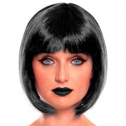 Tradineur - Peluca Bob morena para mujer, fibra sintética, complemento para disfraz de carnaval, Halloween, cosplay, fiestas (Ad