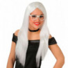 Tradineur - Peluca extralarga blanca para mujer, fibra sintética, complemento para disfraz de carnaval, Halloween, cosplay, fies