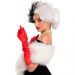 Tradineur - Peluca de Cruella de Vil para mujer, fibra sintética, complemento para disfraz de villana, carnaval, Halloween, cosp