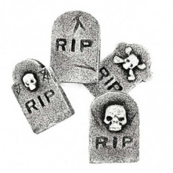Tradineur - Pack de 4 Lápidas RIP para Halloween - Decoración de temporada - Adornos para Halloween - 11,5 x 7,5 cm - Modelos Al