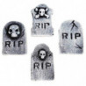 Tradineur - Pack de 4 Lápidas RIP para Halloween - Decoración de temporada - Adornos para Halloween - 11,5 x 7,5 cm - Modelos Al
