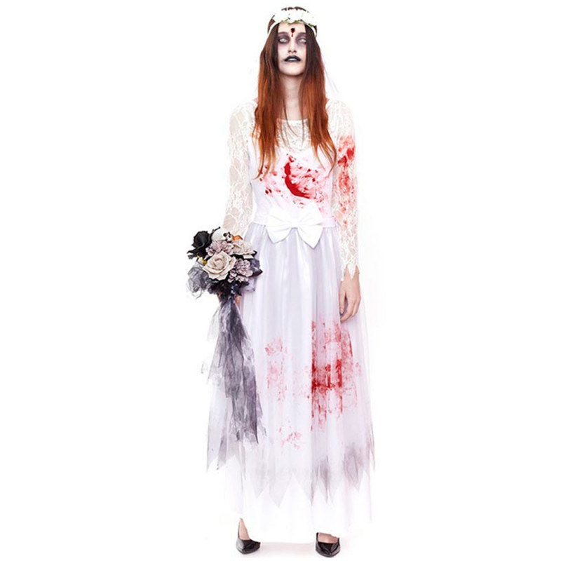 Tradineur - Disfraz de Novia Muerta para Adultos - Fabricado en Poliéster - Incluye Velo, Vestido y Cinturón - Ideal para disfru Tradineur - Disfraz de Novia Muerta para Adultos - Fabricado en Poliéster - Incluye Velo, Vestido y Cinturón - Ideal para disfru
