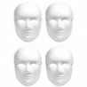 Tradineur - Pack de 4 Máscaras Blancas para Halloween - Fabricado en Plástico - Complemento para Disfraces - Talla Unica