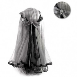Tradineur - Velo de novia muerta con lazo, poliéster, complemento para disfraz de carnaval, Halloween, cosplay, fiestas temática