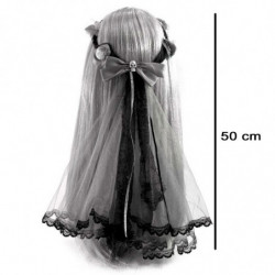 Tradineur - Velo de novia muerta con lazo, poliéster, complemento para disfraz de carnaval, Halloween, cosplay, fiestas temática