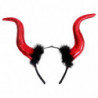 Tradineur - Diadema de demonio rojo, poliéster y plástico, complemento para disfraz de diablesa, carnaval, Halloween, cosplay, f
