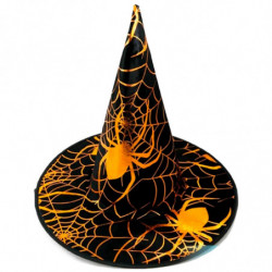 Tradineur - Sombrero de Bruja con diseño de telarañas - Fabricado en Poliéster - Complemento para disfraces -  Ideal para disfru