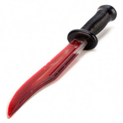 Tradineur - Cuchillo con sangre móvil para Halloween - Fabricado en Plástico - Complemento para disfraces - Longitud de 35 cm