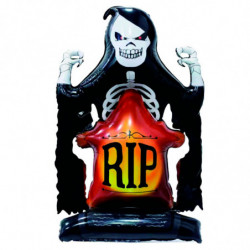Tradineur - Globo de muerte con base ancha, plástico, colocación de pie, decoración de interior, carnaval, Halloween, fiestas -