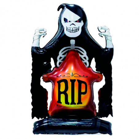 Tradineur - Globo de muerte con base ancha, plástico, colocación de pie, decoración de interior, carnaval, Halloween, fiestas -