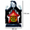 Tradineur - Globo de muerte con base ancha, plástico, colocación de pie, decoración de interior, carnaval, Halloween, fiestas -