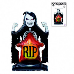 Tradineur - Globo de muerte con base ancha, plástico, colocación de pie, decoración de interior, carnaval, Halloween, fiestas -