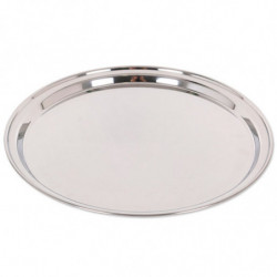 Tradineur - Bandeja redonda para servir, acero inoxidable, llevar comidas y bebidas, camarero, bares, restaurantes, hogar, diseñ