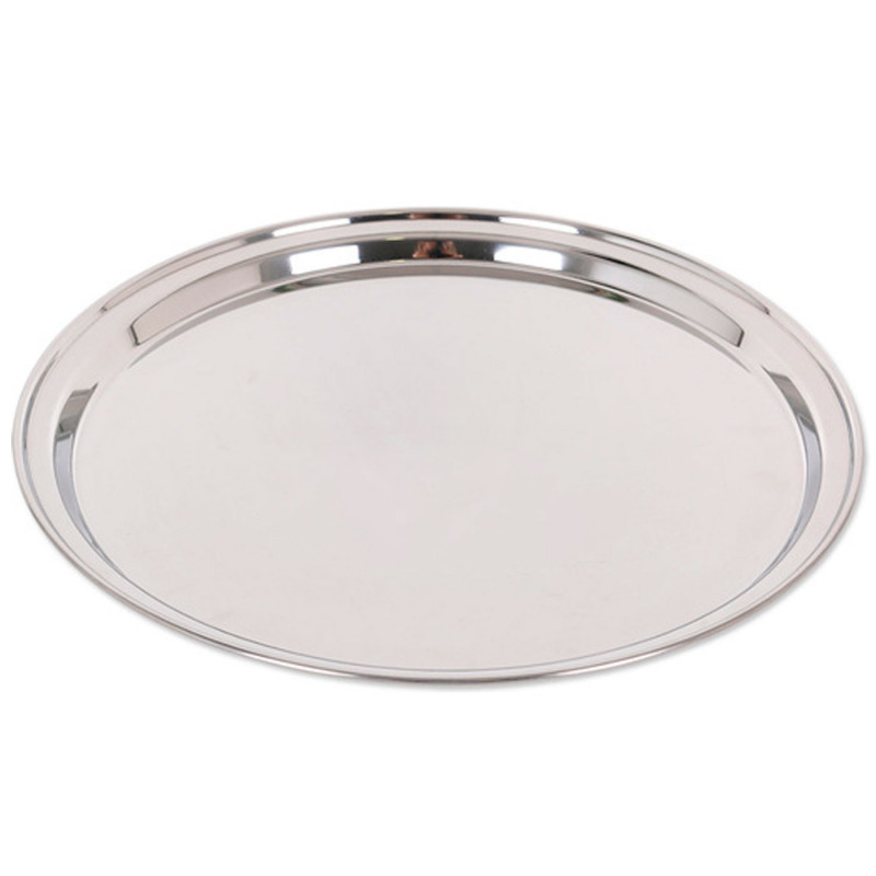 Tradineur - Bandeja redonda para servir, acero inoxidable, llevar comidas y bebidas, camarero, bares, restaurantes, hogar, diseñ