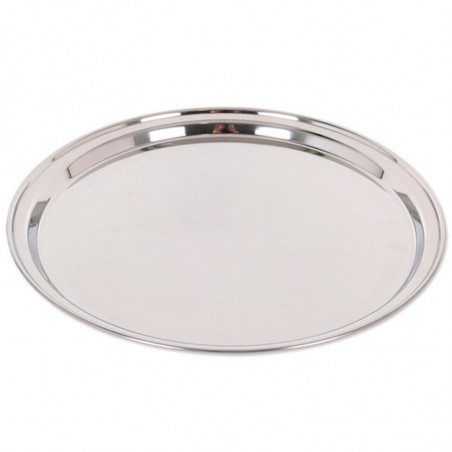 Tradineur - Bandeja redonda para servir, acero inoxidable, llevar comidas y bebidas, camarero, bares, restaurantes, hogar, diseñ