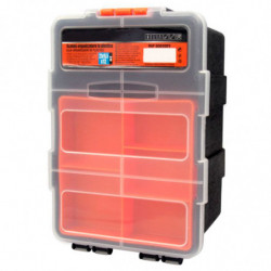 Tradineur - Caja organizadora con bandeja interior de 5 compartimentos, polipropileno, almacenamiento de herramientas, tornillos
