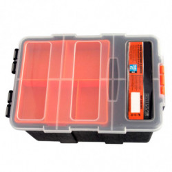 Tradineur - Caja organizadora con bandeja interior de 5 compartimentos, polipropileno, almacenamiento de herramientas, tornillos