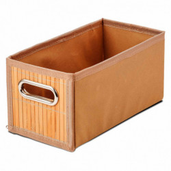 Tradineur - Organizador plegable de bambú con asa, cajón apilable, ordenación, ropa, fácil de limpiar, antipolvo, antihumedad, 3