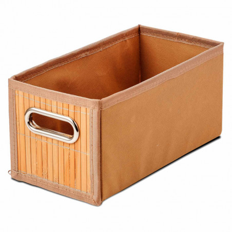 Tradineur - Organizador plegable de bambú con asa, cajón apilable, ordenación, ropa, fácil de limpiar, antipolvo, antihumedad, 3