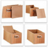 Tradineur - Organizador plegable de bambú con asa, cajón apilable, ordenación, ropa, fácil de limpiar, antipolvo, antihumedad, 3