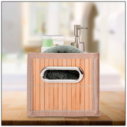 Tradineur - Organizador plegable de bambú con asa, cajón apilable, ordenación, ropa, fácil de limpiar, antipolvo, antihumedad, 3