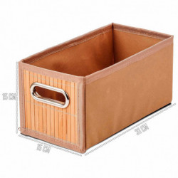 Tradineur - Organizador plegable de bambú con asa, cajón apilable, ordenación, ropa, fácil de limpiar, antipolvo, antihumedad, 3