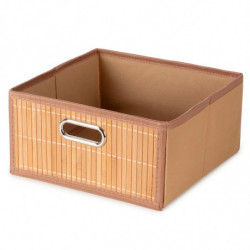 Tradineur - Organizador plegable de bambú con asa, cajón apilable, ordenación, ropa, fácil de limpiar, antipolvo, antihumedad, 3