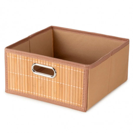 Tradineur - Organizador plegable de bambú con asa, cajón apilable, ordenación, ropa, fácil de limpiar, antipolvo, antihumedad, 3
