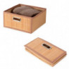 Tradineur - Organizador plegable de bambú con asa, cajón apilable, ordenación, ropa, fácil de limpiar, antipolvo, antihumedad, 3
