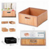 Tradineur - Organizador plegable de bambú con asa, cajón apilable, ordenación, ropa, fácil de limpiar, antipolvo, antihumedad, 3