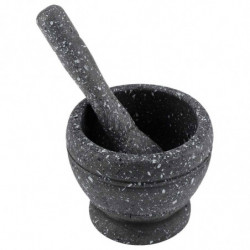 Tradineur - Mortero efecto Granito - Fabricado en Plástico -  Mortero manual de cocina para moler ajo, especias y hierbas - Ø 11