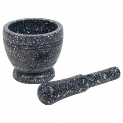 Tradineur - Mortero efecto Granito - Fabricado en Plástico -  Mortero manual de cocina para moler ajo, especias y hierbas - Ø 11