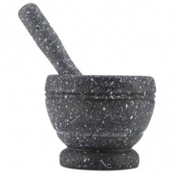 Tradineur - Mortero efecto Granito - Fabricado en Plástico -  Mortero manual de cocina para moler ajo, especias y hierbas - Ø 11