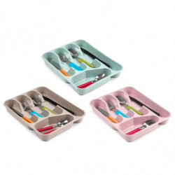 Tradineur - Cubertero Color Pastel - Fabricado en Plástico - Recipiente para ordenación y almacenamiento de cubertería - 4,7 x 2