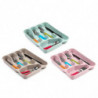 Tradineur - Cubertero Color Pastel - Fabricado en Plástico - Recipiente para ordenación y almacenamiento de cubertería - 4,7 x 2