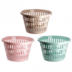 Tradineur - Cesta Redonda para Ropa Pastel - Fabricado en Plástico - Ideal para el almacenamiento y organización de la ropa - Ø