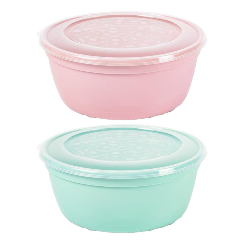 Tradineur - Pack de 2 Fiambreras Redondas Pastel - Fabricado en Plástico - Capacidad de 1,7 Litros - Apta para microondas y lava Tradineur - Pack de 2 Fiambreras Redondas Pastel - Fabricado en Plástico - Capacidad de 1,7 Litros - Apta para microondas y lava
