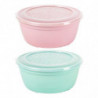 Tradineur - Pack de 2 Fiambreras Redondas Pastel - Fabricado en Plástico - Capacidad de 1,7 Litros - Apta para microondas y lava